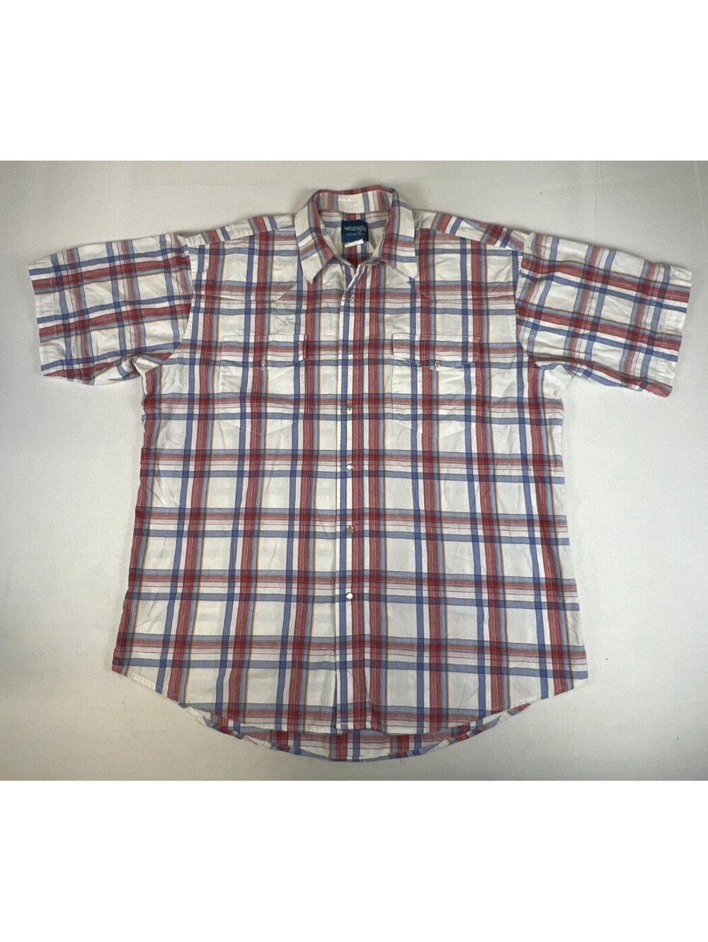 Wrangler Men Size XL Plaid Western Short Sleeve Button Down Shirt Multi-Color